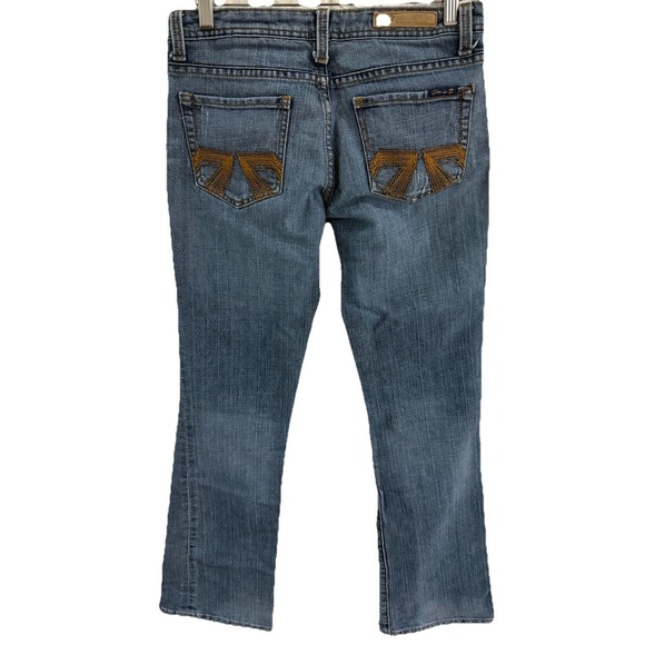 SEVEN 7 WOMENS JEANS SIZE 28 CLANIC FLARE MEDIUM WASH LOW RISE DENIM - Picture 1 of 8